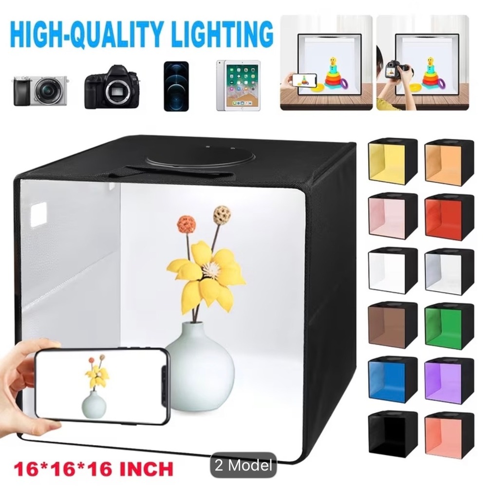 PULUZ 16 in Portable Photo Studio Light Box 6 Backdrops Tested Working